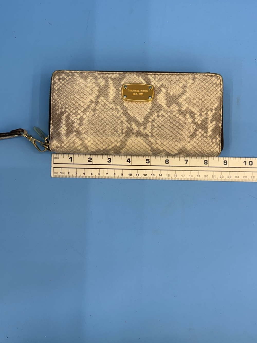 Michael Kors Metallic Snake-Embossed Wristlet Wallet - Picture 5 of 7